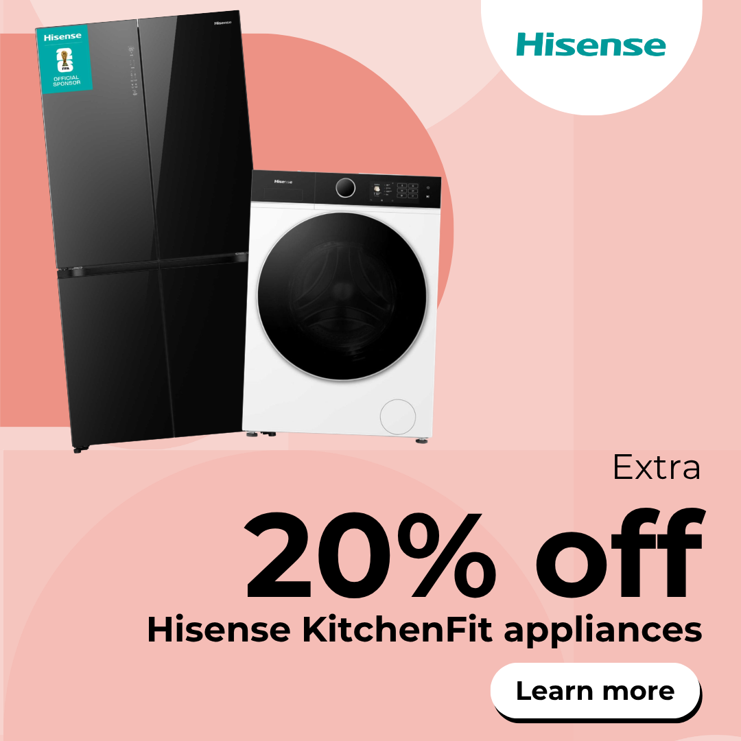Up to an extra 20% off selected Hisense appliances